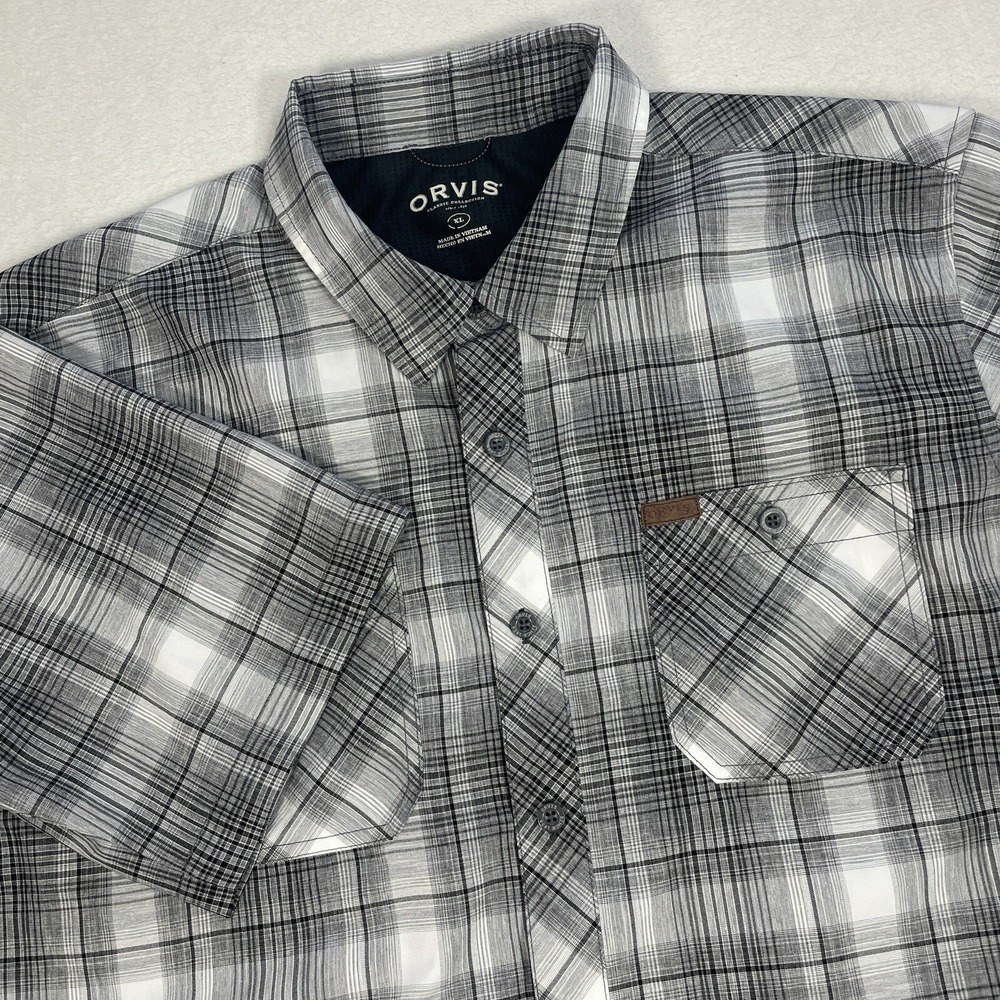 Orvis Tech Mens Shirt Classic Collection UPF 30+ Quick Dry Lens Cleaner Plaid XL